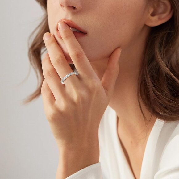 Women Stackable Eternity 925 Sterling Silver Wedding Ring - Picture 3 of 7